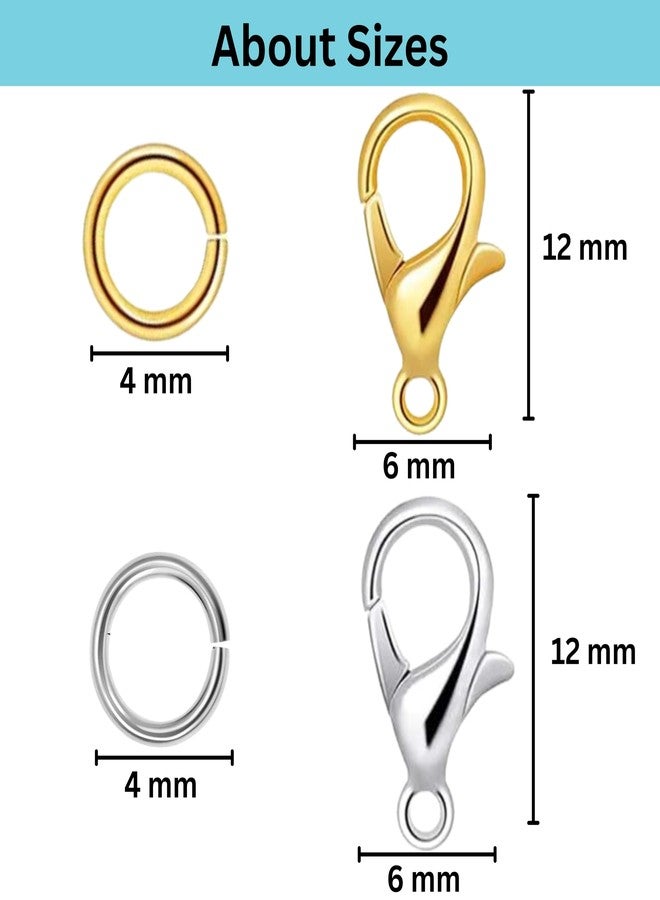 Tdas 80 Piece Lobster Claw and 160 Piece Open Jump Ring Set 12mm Clasps Hooks Clasp for DIY Jewellery Making Chain Necklace Bracelet findings Fasteners Art & Craft (Golden) - Image 2